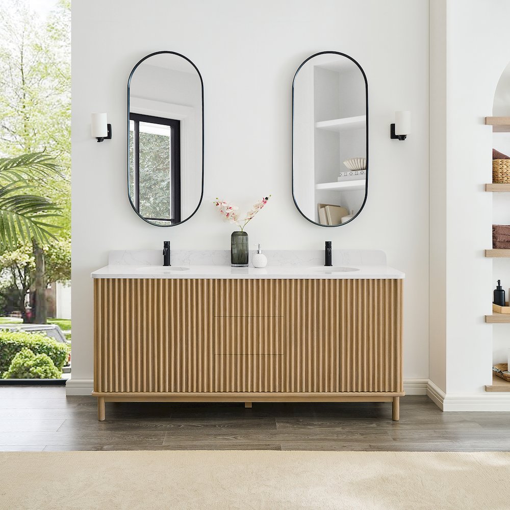 Seoul 72" Free-standing Double Bath Vanity in Washed Ash Grey. Picture 3