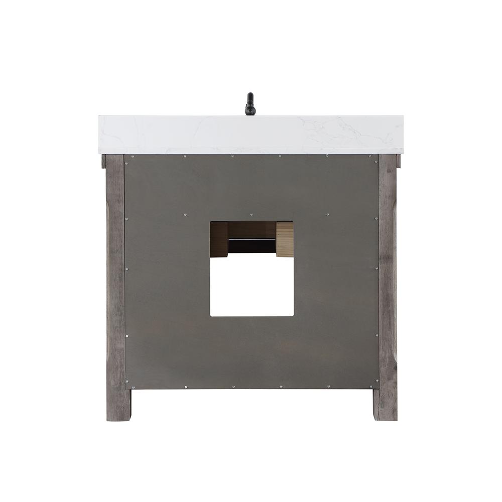Single Bath Vanity with Composite Stone Top, White Farmhouse Basin. Picture 3