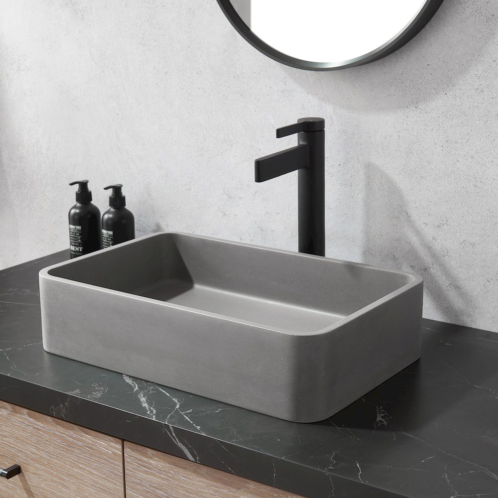 Vinnova Avila Grey Concrete Rectangular Vessel Bathroom Sink. Picture 2