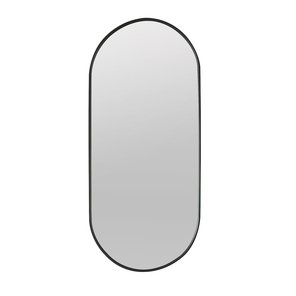 Oval Aluminum Framed Wall Mount Bathroom Vanity Mirror in Brushed Black. Picture 1