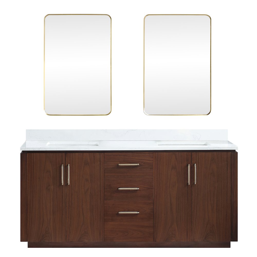 San 72" Free-standing Double Bath Vanity in Natural Walnut. Picture 2