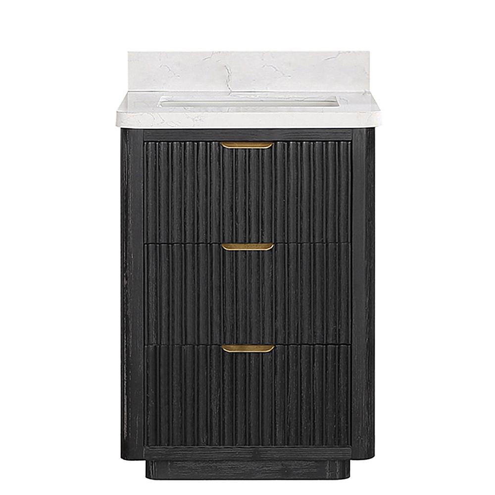 Free-standing Single Bathroom Vanity with Composite top in Lightning White. Picture 2