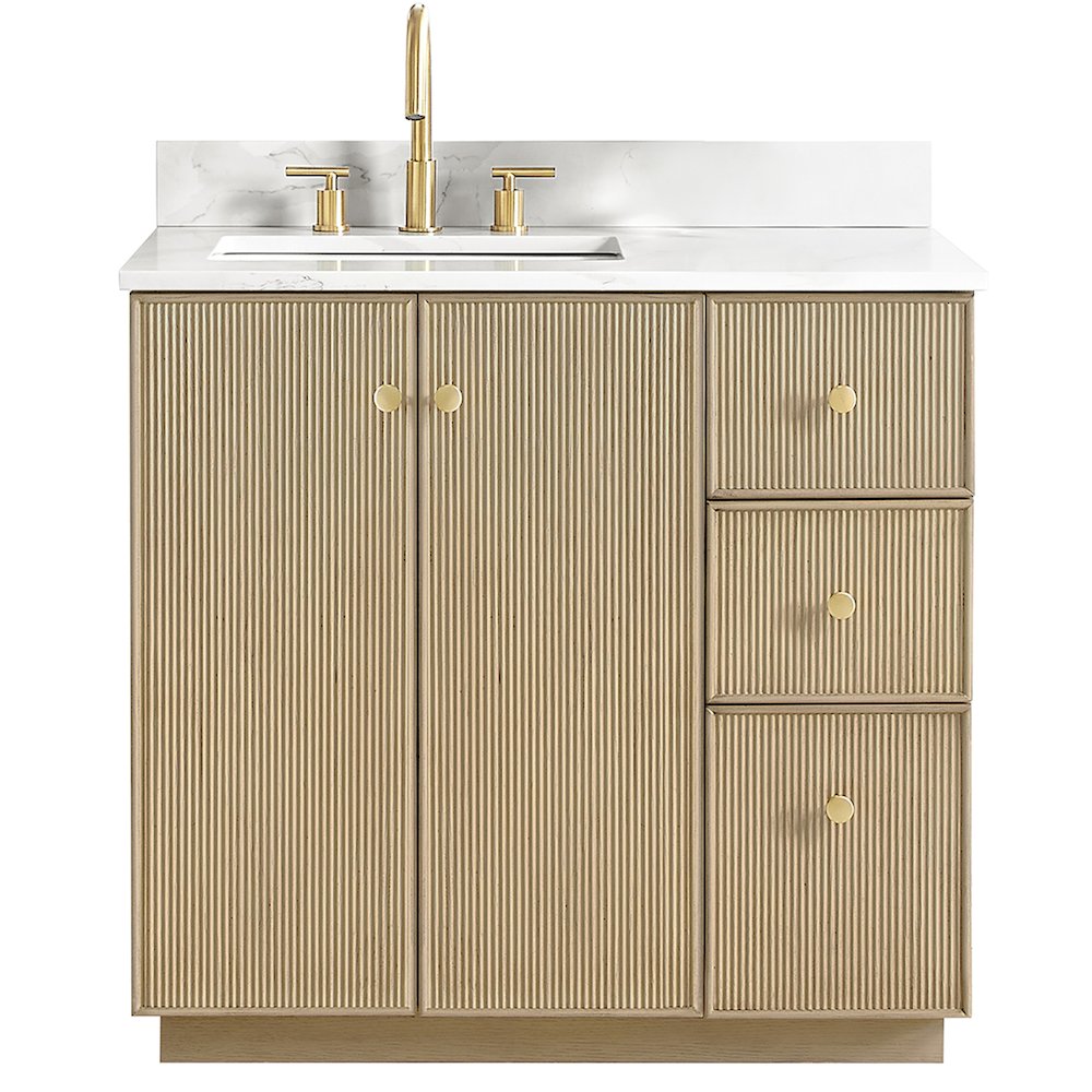 Oza 36" Free-standing Single Bath Vanity in Aged Natural Oak. Picture 2