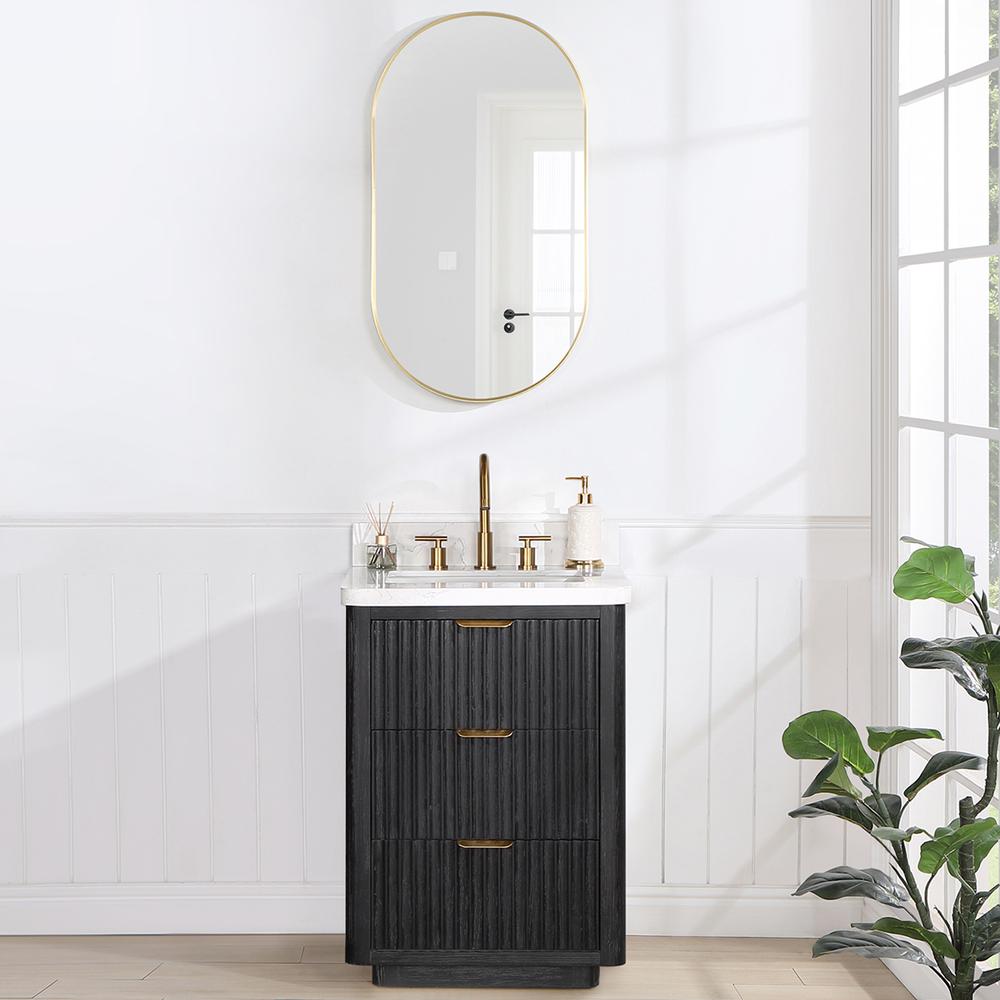 Free-standing Single Bathroom Vanity with Composite top and Mirror. Picture 10