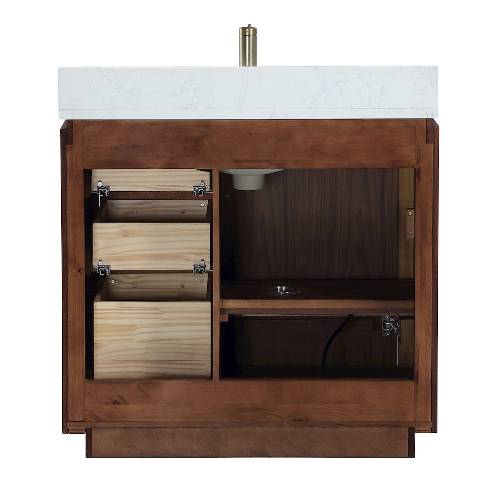 San 36" Free-standing Single Bath Vanity in Natural Walnut. Picture 15