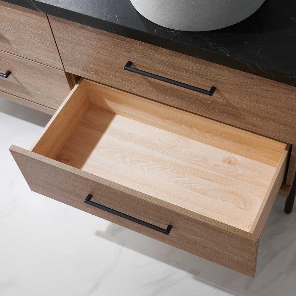 Double Sink Bath Vanity with Black Sintered Stone Top with Concrete Sink. Picture 5