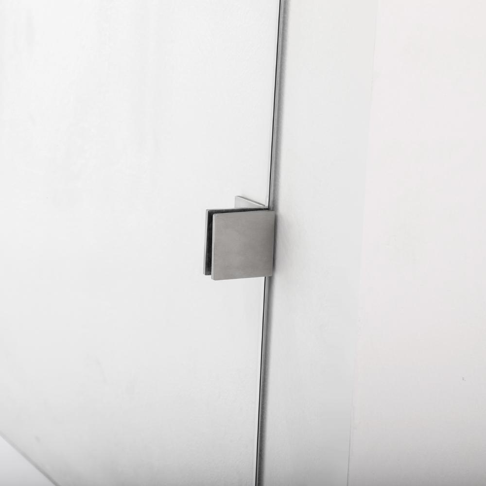 Rectangle Single Sliding Frameless Shower Enclosure in Brushed Nickel. Picture 5