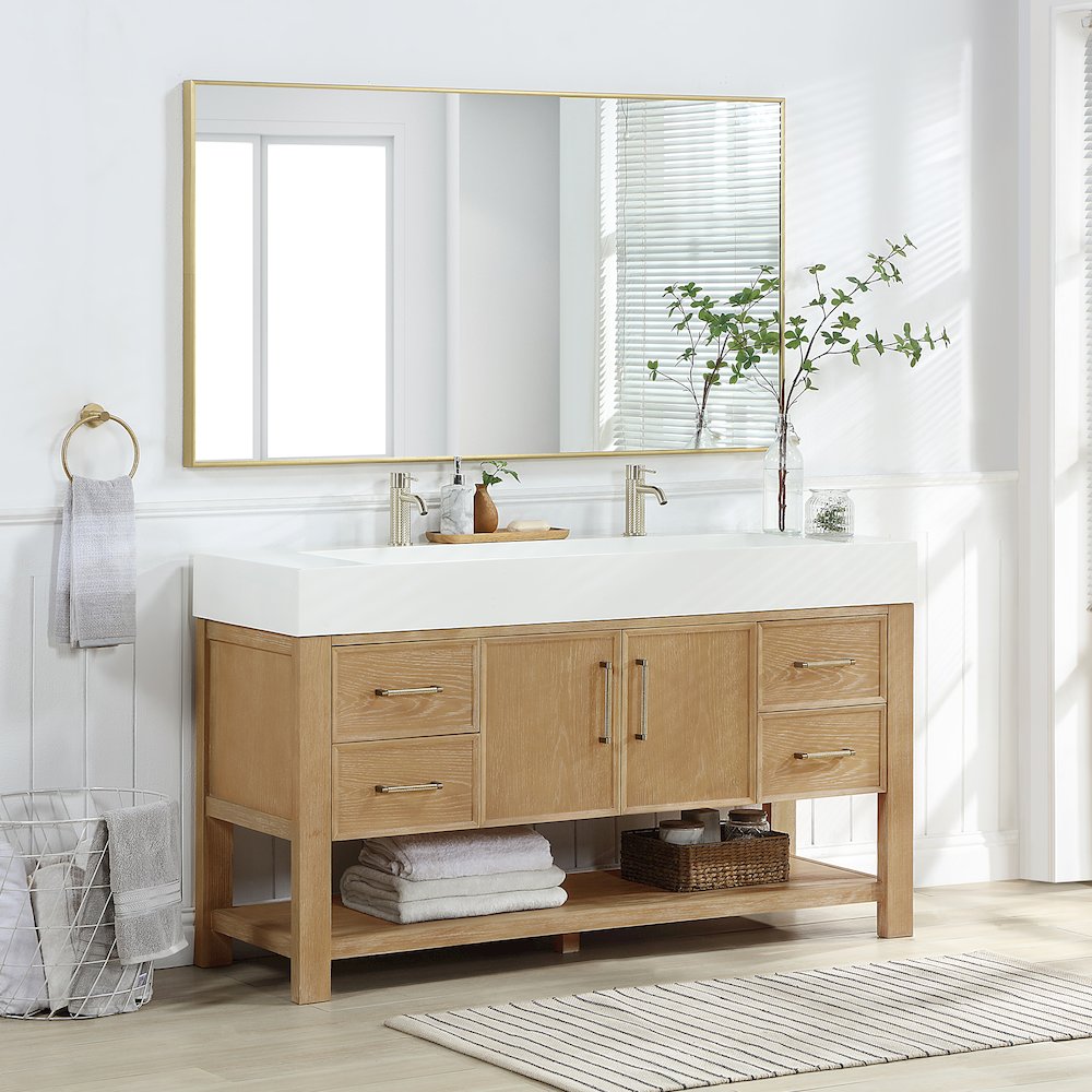 Vera 60" Free-standing Single Bath Vanity in Washed Ash Grey. Picture 4