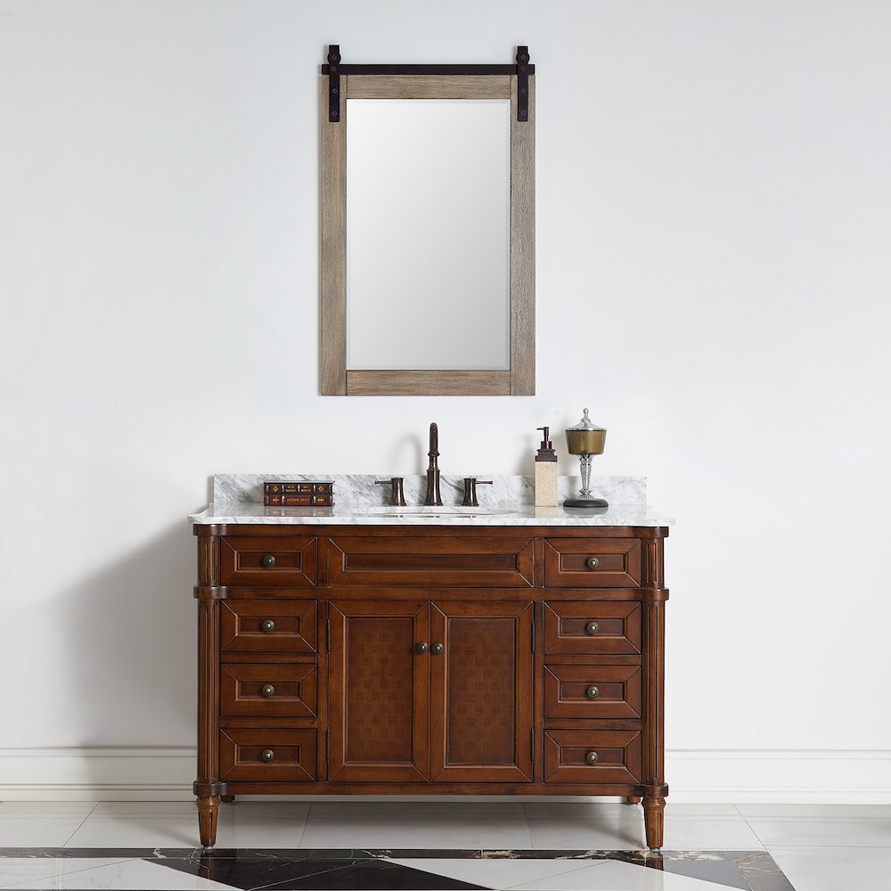 Cortes 24" Rectangular Bathroom Vanity Barndoor Wall Mount Mirror in Grey. Picture 7