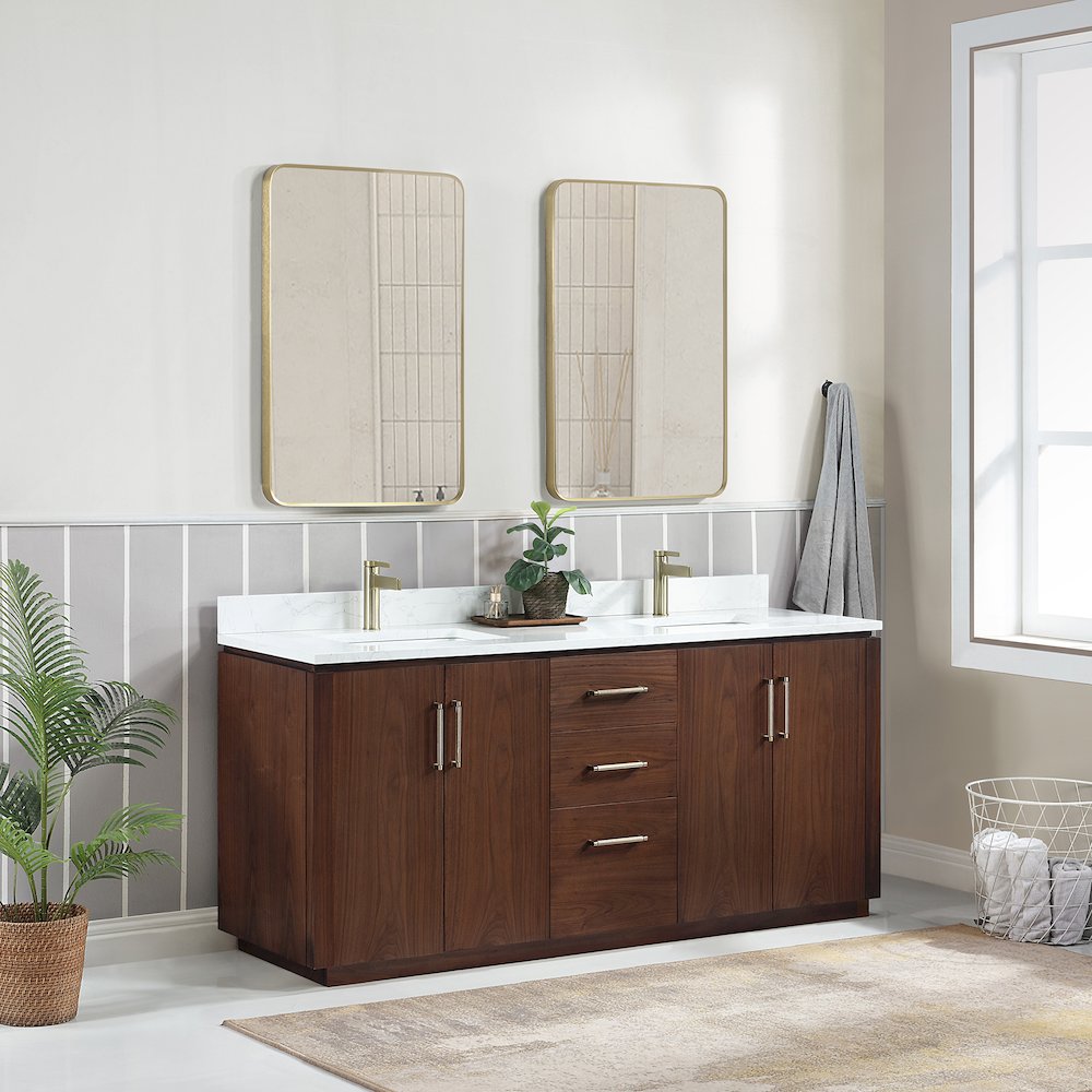 San 72" Free-standing Double Bath Vanity in Natural Walnut. Picture 4