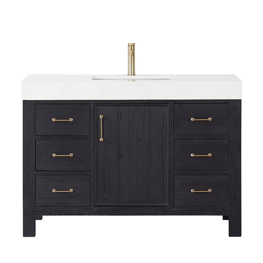 León 48in. Free-standing Single Bathroom Vanity in Fir Wood Black. Picture 1