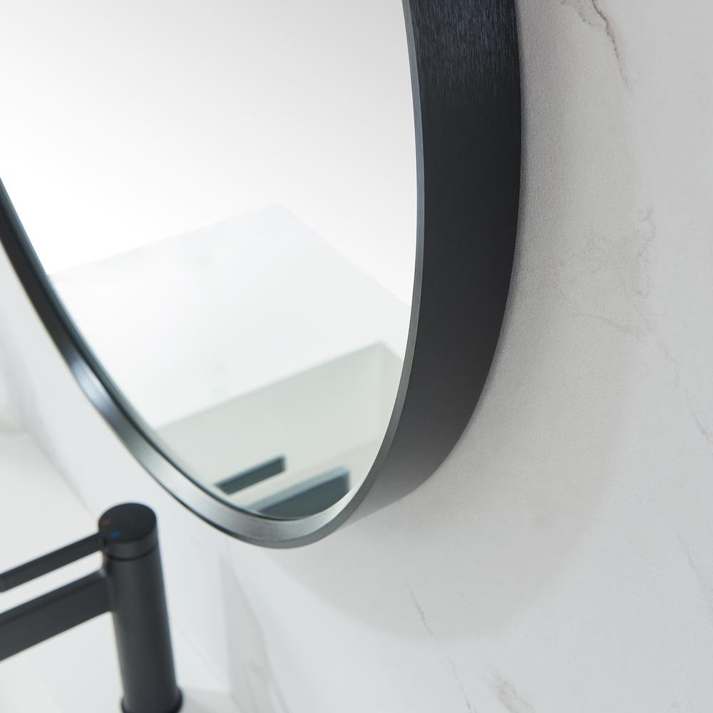 Cascante 32 in. W x 32 in. H Round Metal Wall Mirror in Brushed Black. Picture 6