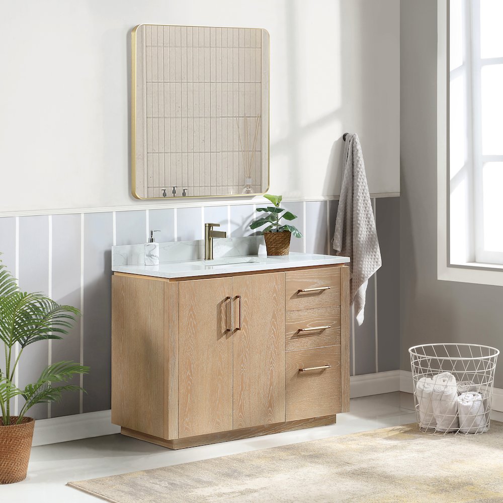 San 42" Free-standing Single Bath Vanity in Washed Ash Grey. Picture 4
