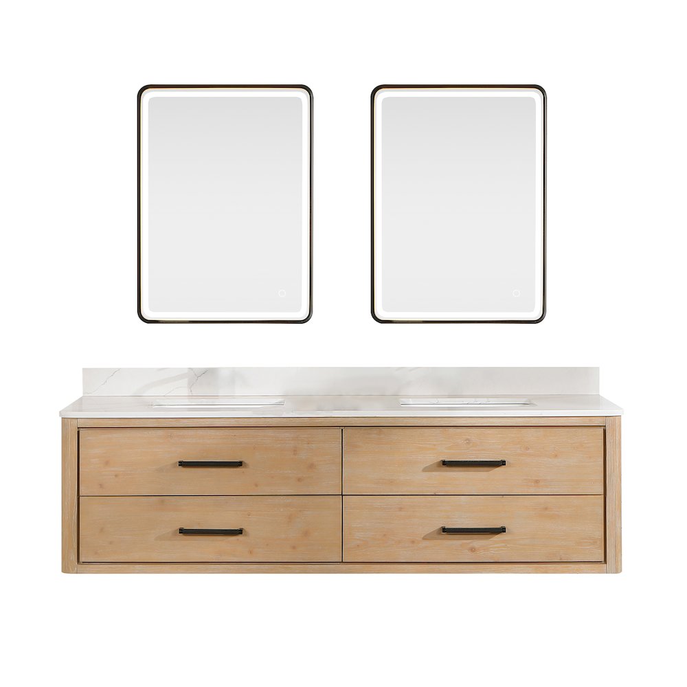 Cristo 72" Floating Double Bath Vanity in Fir Wood Brown. Picture 2