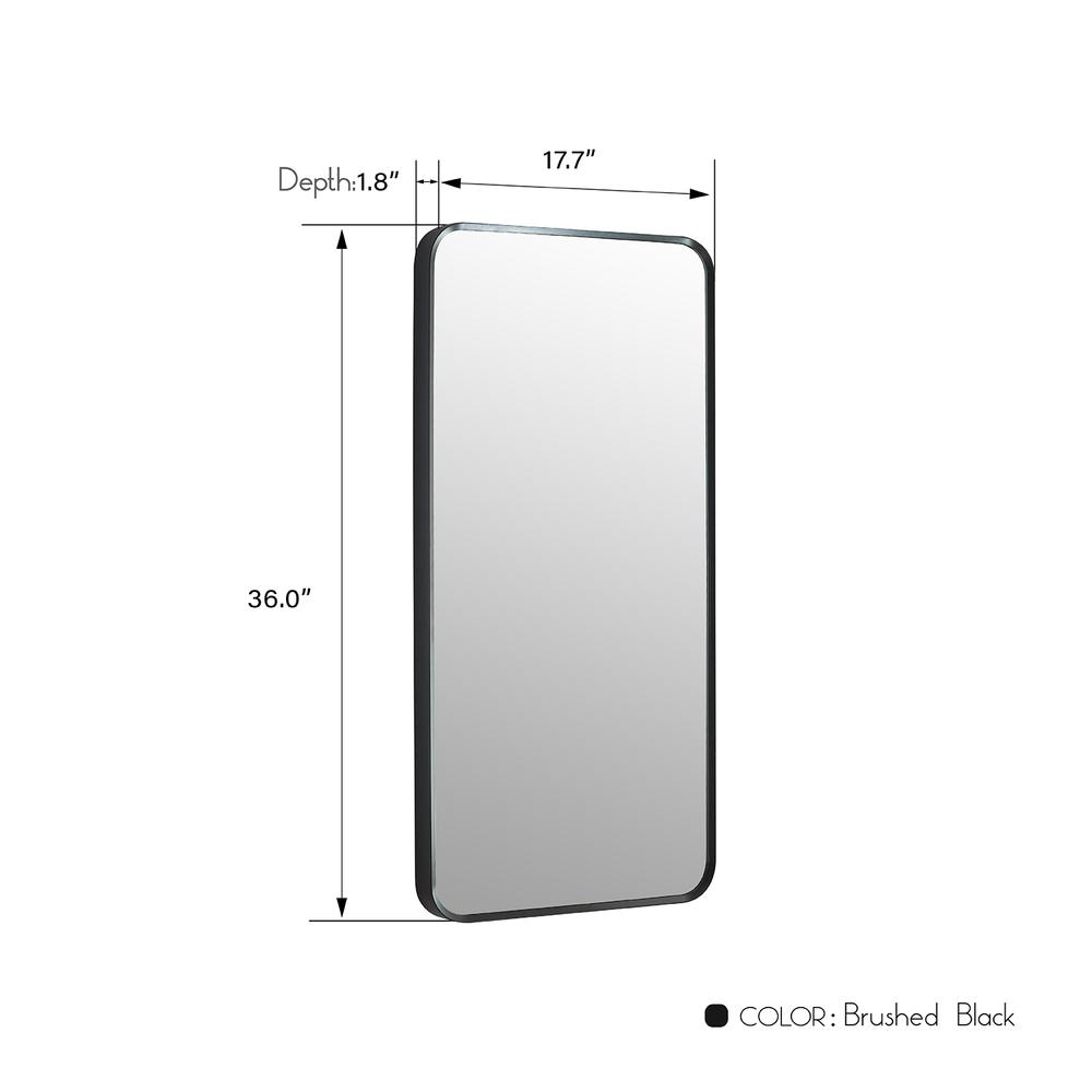Mutriku 18 in. W x 36 in. H Rectangle Metal Wall Mirror in Brushed Black. Picture 8