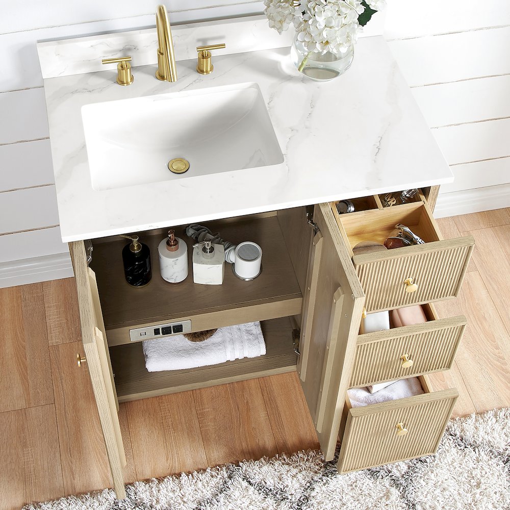 Oza 36" Free-standing Single Bath Vanity in Aged Natural Oak. Picture 5