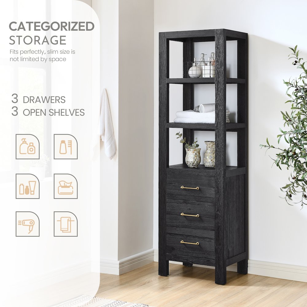León 22in. Black Storage Cabinet for Bathroom, Kitchen and Living Room. Picture 3
