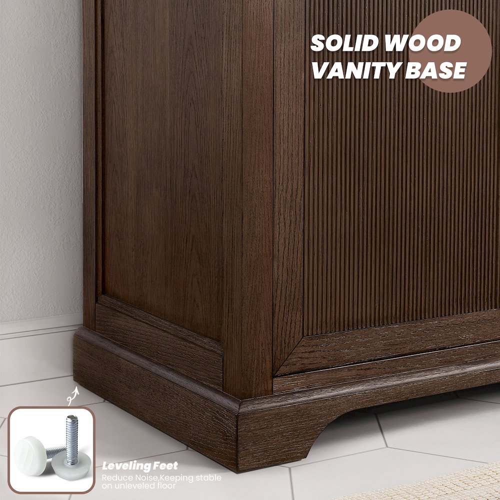 Tokyo 84" Freestanding Double Bath Vanity in Aged Dark Brown Oak. Picture 14