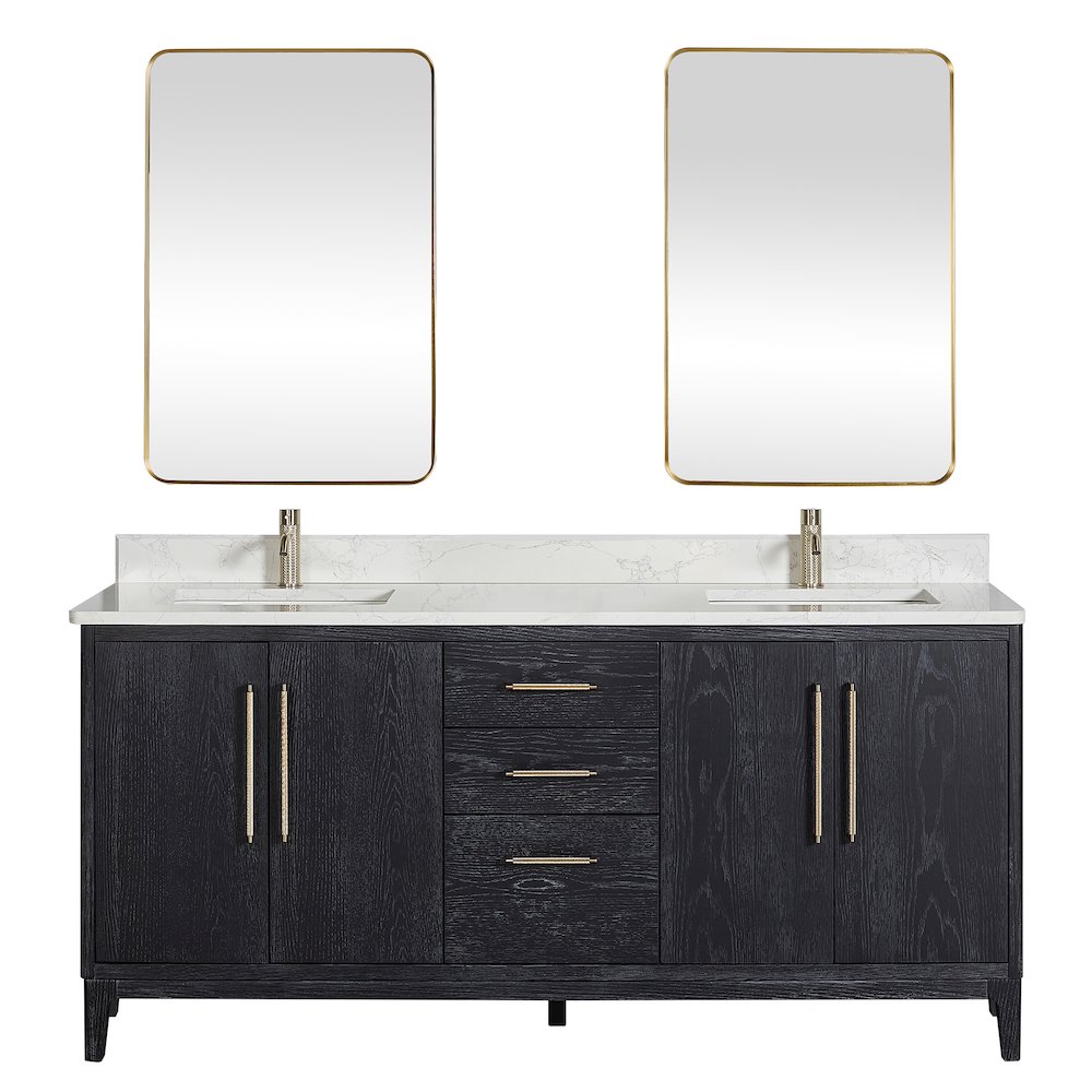 Gara 72" Free-standing Double Bath Vanity in Fir Wood Black. Picture 1
