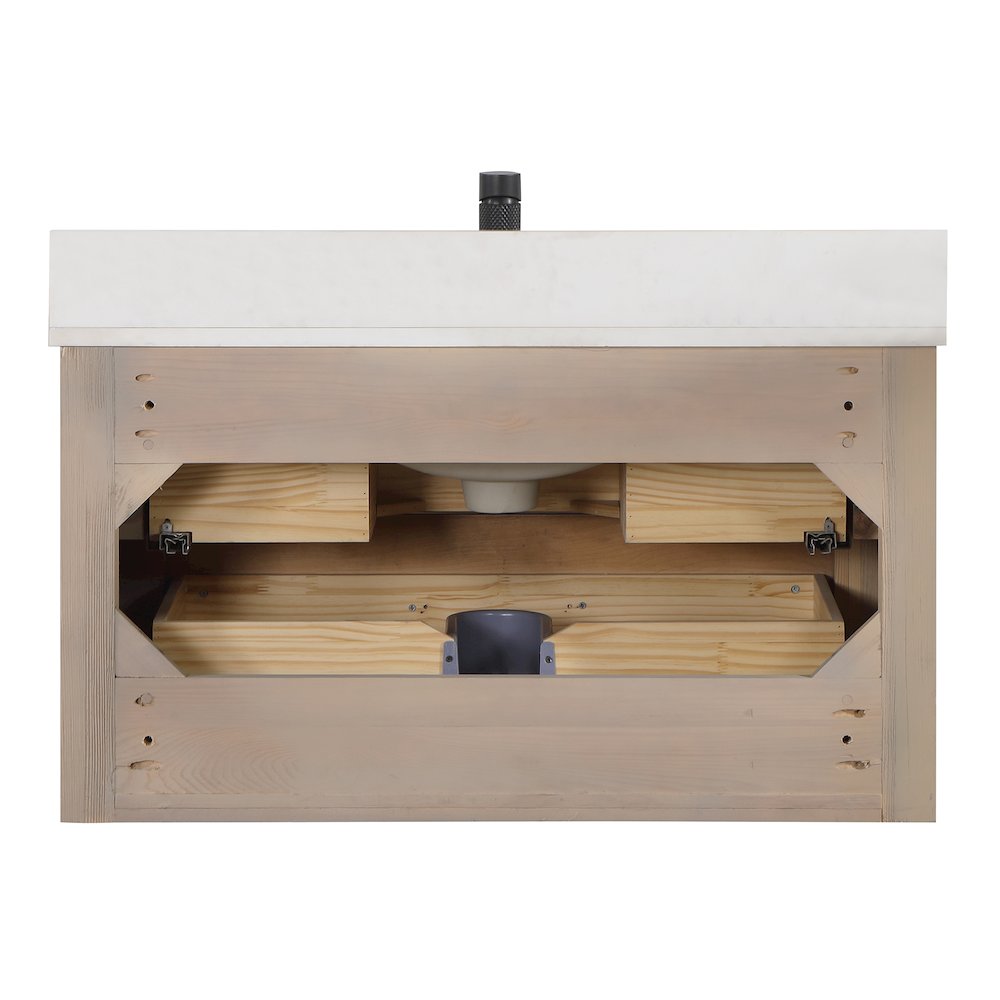 Cristo 36" Floating Single Bath Vanity in Fir Wood Brown. Picture 14