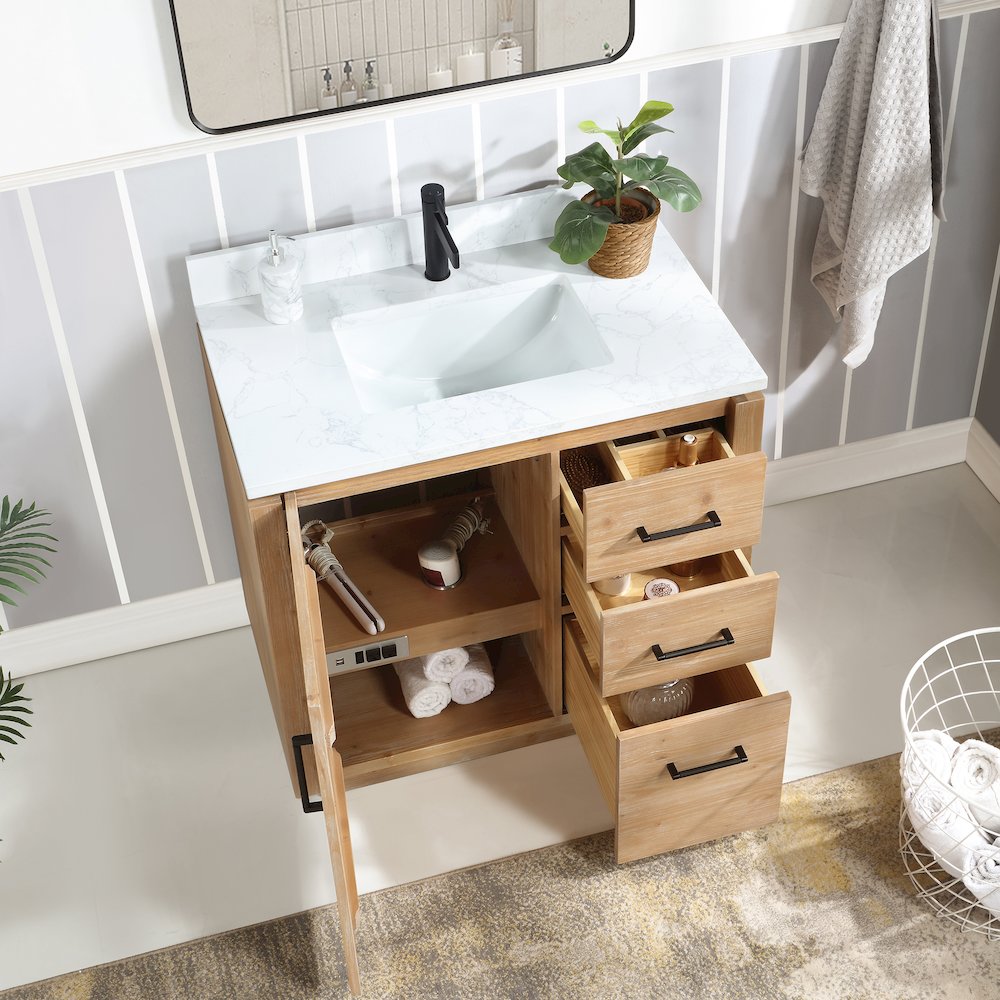 San 36" Free-standing Single Bath Vanity in Fir Wood Brown. Picture 6