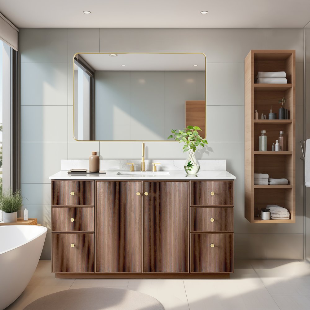 Oza 60" Free-standing Single Bath Vanity in Aged Dark Brown Oak. Picture 4