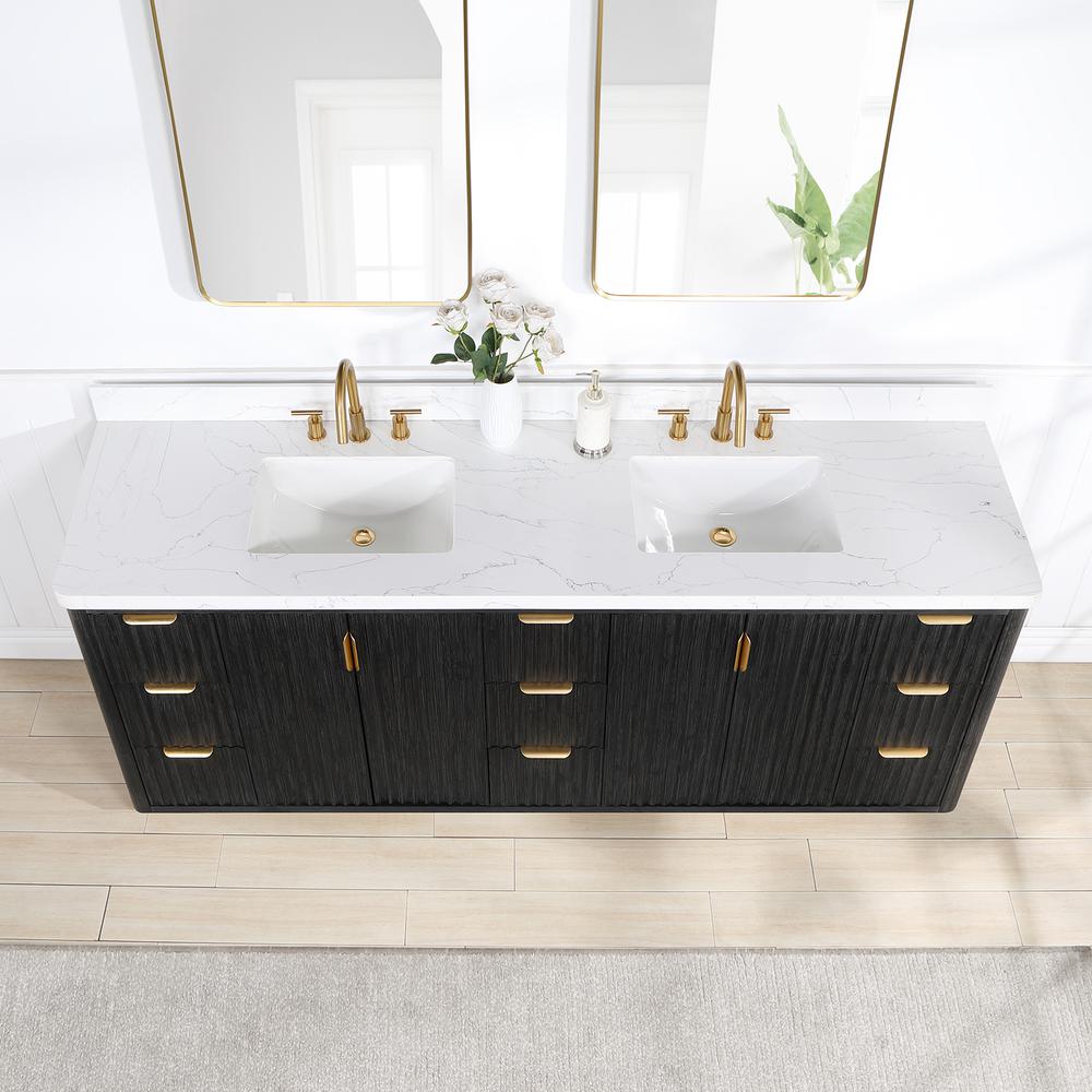 Free-standing Double Bathroom Vanity with Composite top and Mirror. Picture 5
