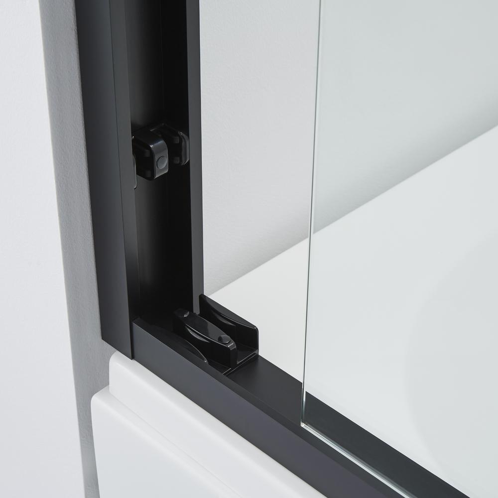 Brescia 60" W x 58" H Double Sliding Framed Tub Door in Matte Black. Picture 5