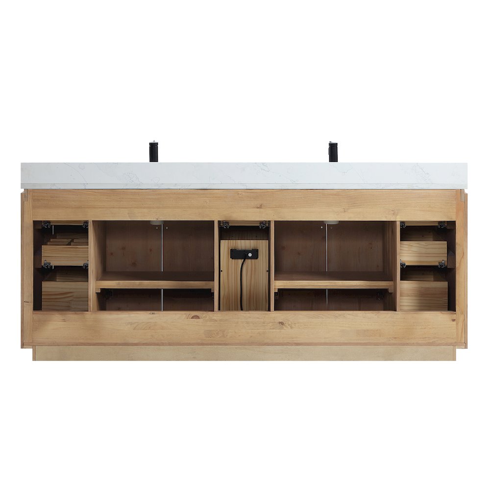 San 84" Free-standing Double Bath Vanity in Fir Wood Brown. Picture 15