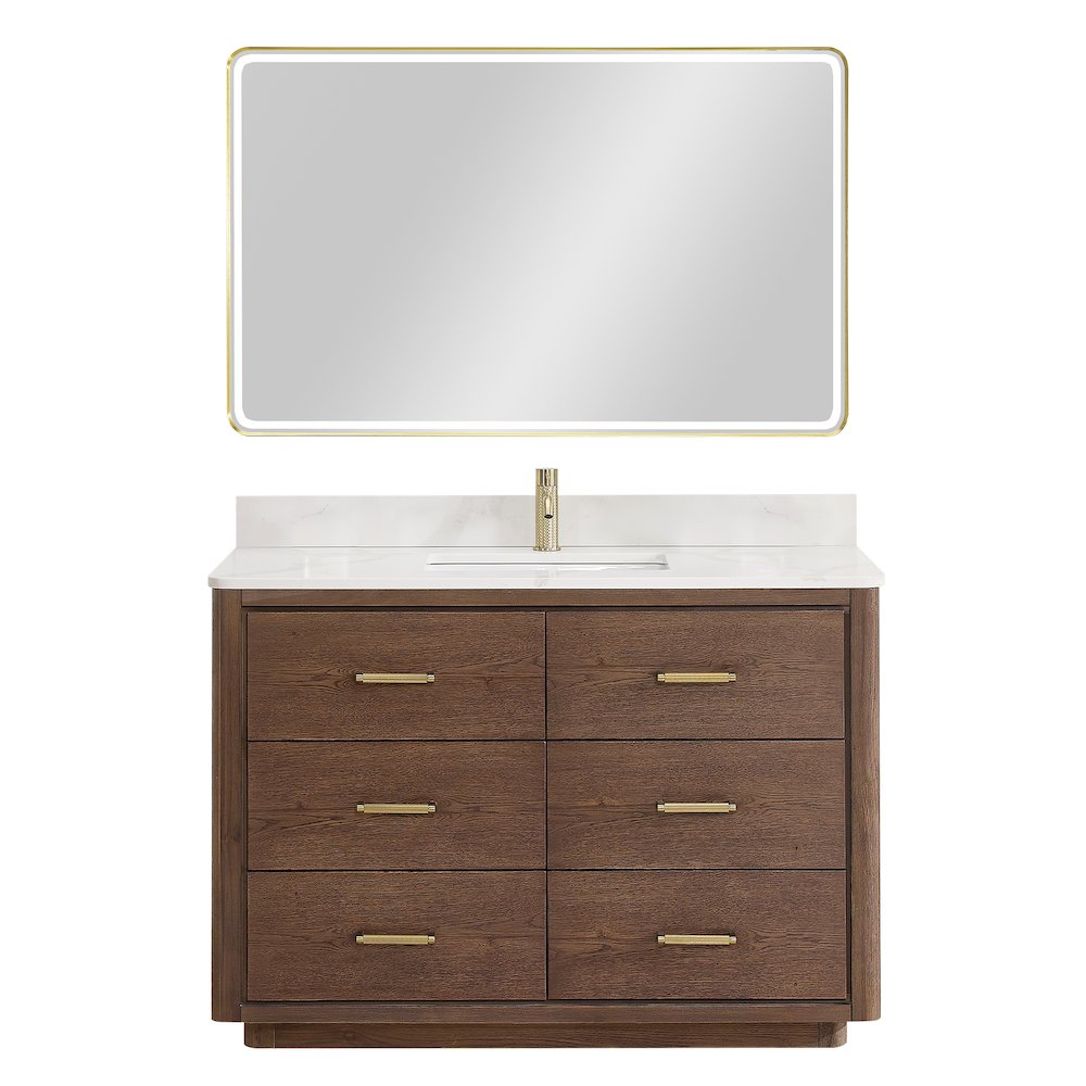 Porto 48" Free-standing Single Bath Vanity in Aged Dark Brown Oak. Picture 1