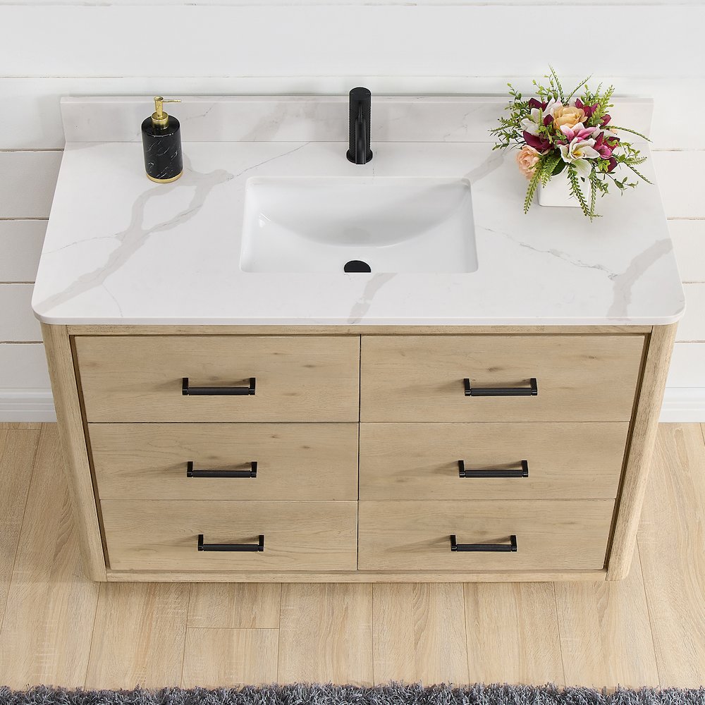Porto 48" Free-standing Single Bath Vanity in Aged Natural Oak. Picture 5