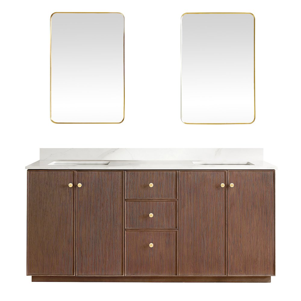 Oza 72" Free-standing Double Bath Vanity in Aged Dark Brown Oak. Picture 2