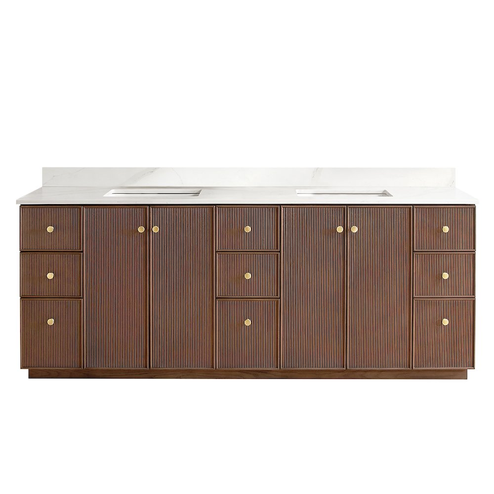 Oza 84" Free-standing Double Bath Vanity in Aged Dark Brown Oak. Picture 2