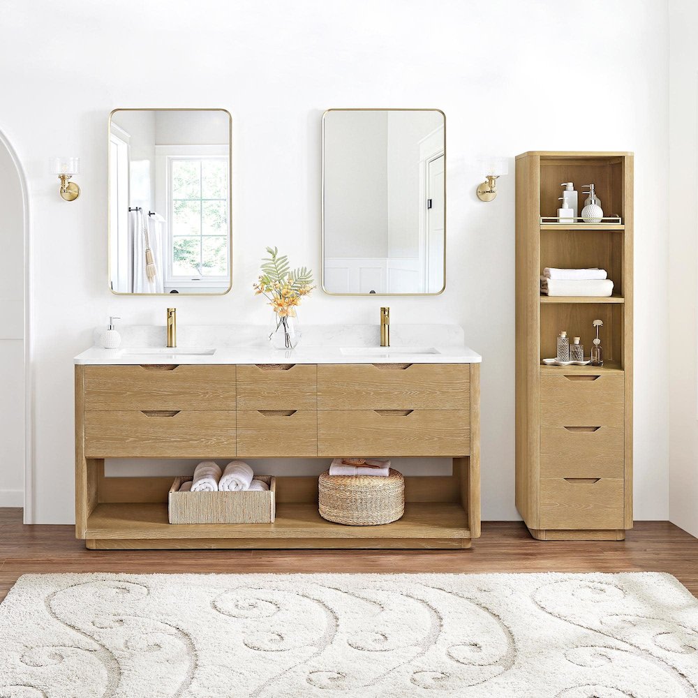 Harbin 72" Free-standing Double Bath Vanity in Washed Ash Grey. Picture 5