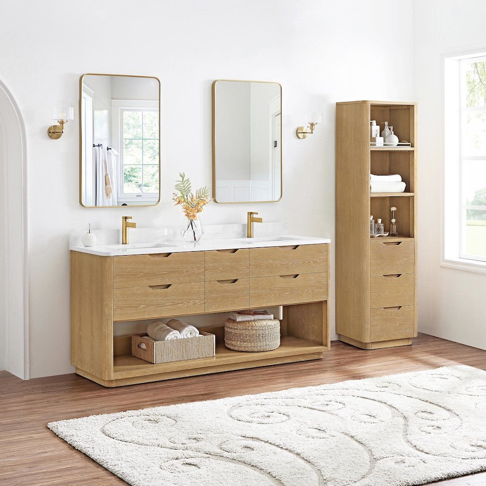 Harbin 72" Free-standing Double Bath Vanity in Washed Ash Grey. Picture 4