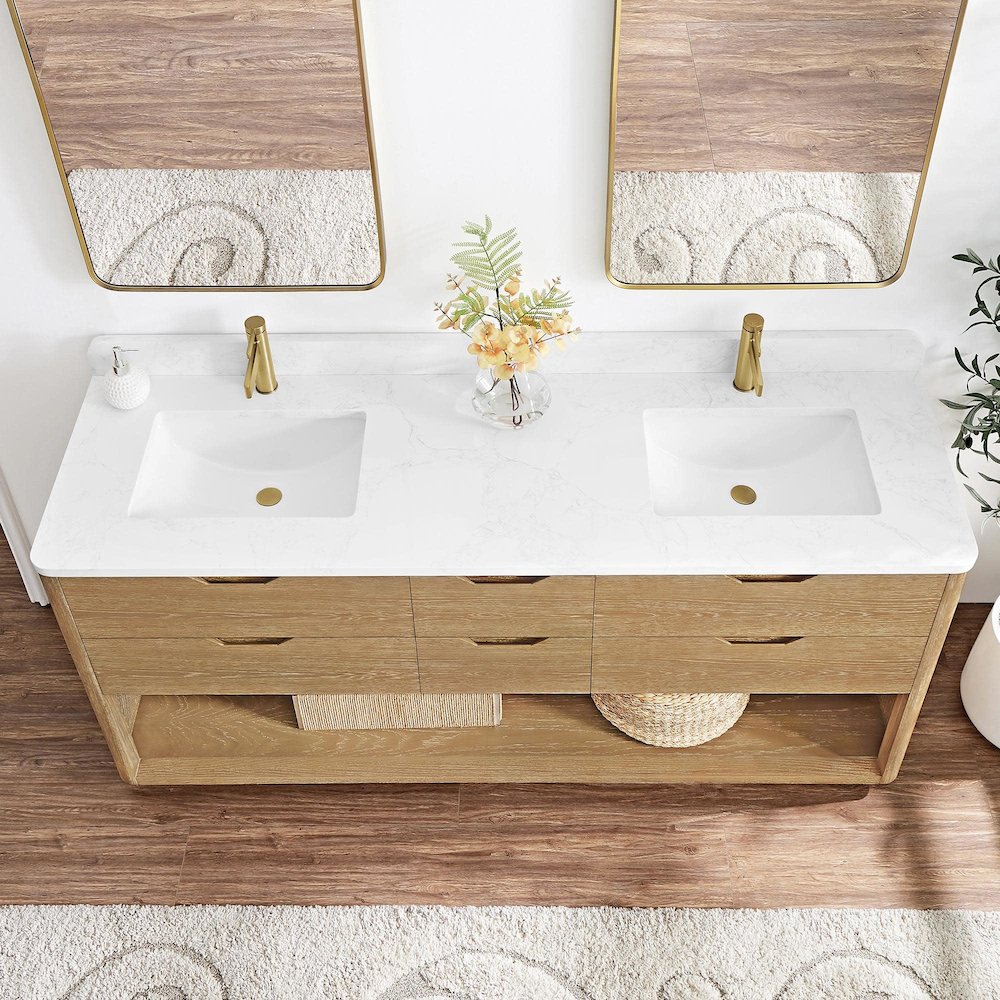 Harbin 72" Free-standing Double Bath Vanity in Washed Ash Grey. Picture 2