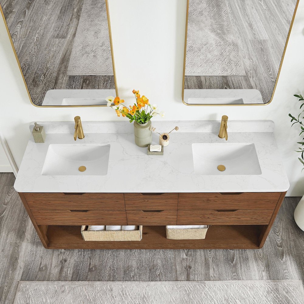 Harbin 72" Free-standing Double Bath Vanity in Washed Ash Grey. Picture 8