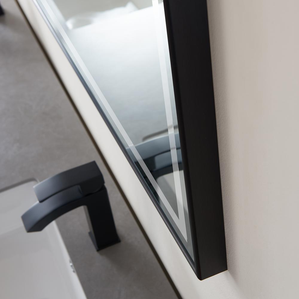 60" Rectangular Aluminum Framed LED Wall Mount Bathroom Vanity Mirror in Black. Picture 7