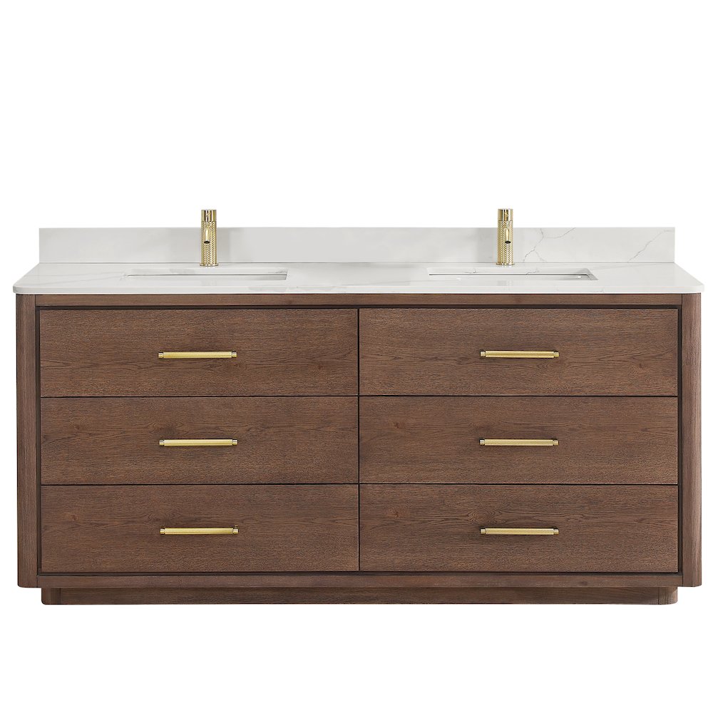 Porto 72" Free-standing Double Bath Vanity in Aged Dark Brown Oak. Picture 1