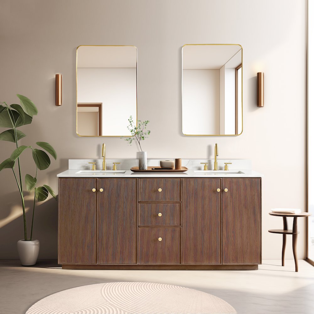 Oza 72" Free-standing Double Bath Vanity in Aged Dark Brown Oak. Picture 4