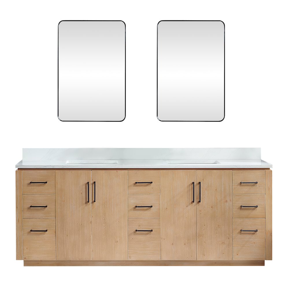 San 84" Free-standing Double Bath Vanity in Fir Wood Brown. Picture 2
