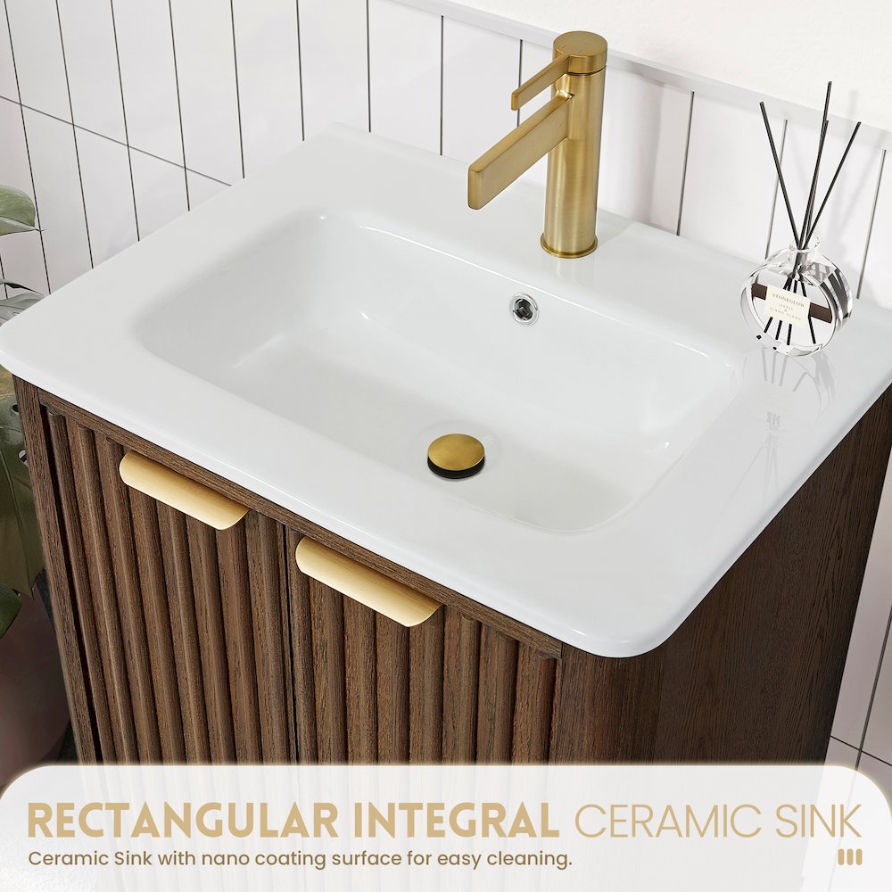 Mumbai 24" Free-standing Single Bath Vanity in Aged Dark Brown Oak. Picture 9