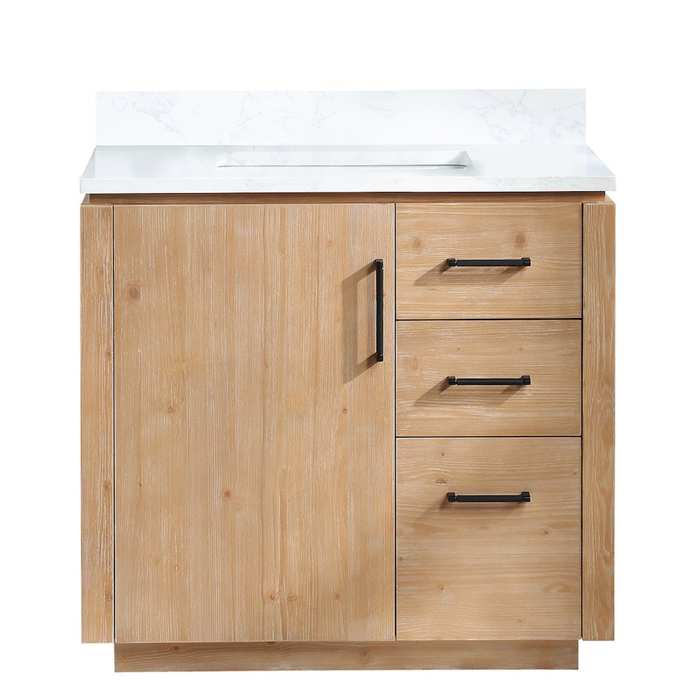 San 36" Free-standing Single Bath Vanity in Fir Wood Brown. Picture 2