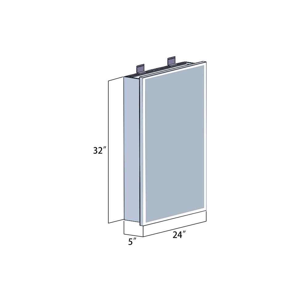 24" Rectangle Frameless Lighted Medicine Cabinet Wall Mounted Mirror. Picture 12