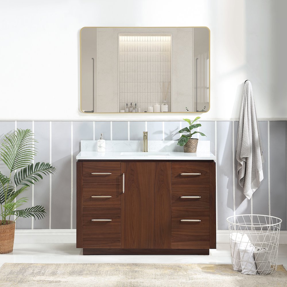 San 48" Free-standing Single Bath Vanity in Natural Walnut. Picture 3