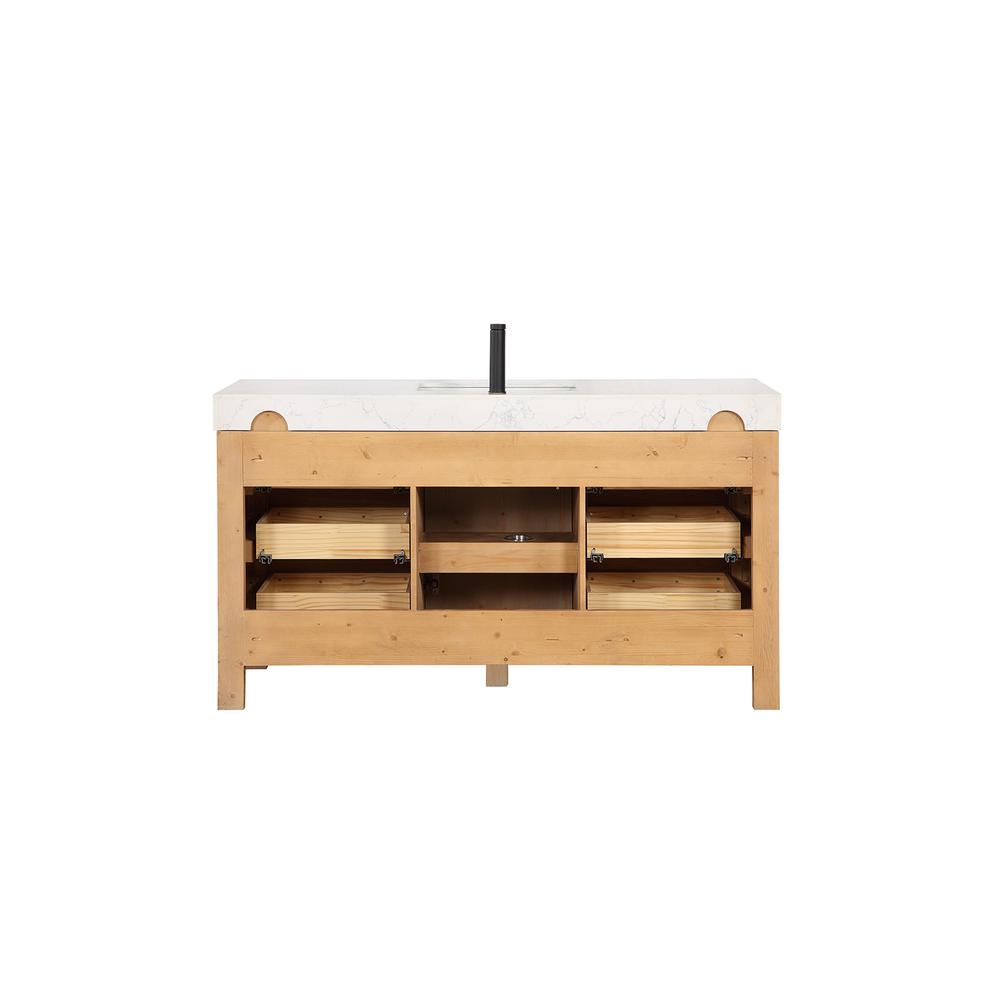 Free-standing Single Bathroom Vanity with Composite top and Mirror. Picture 3