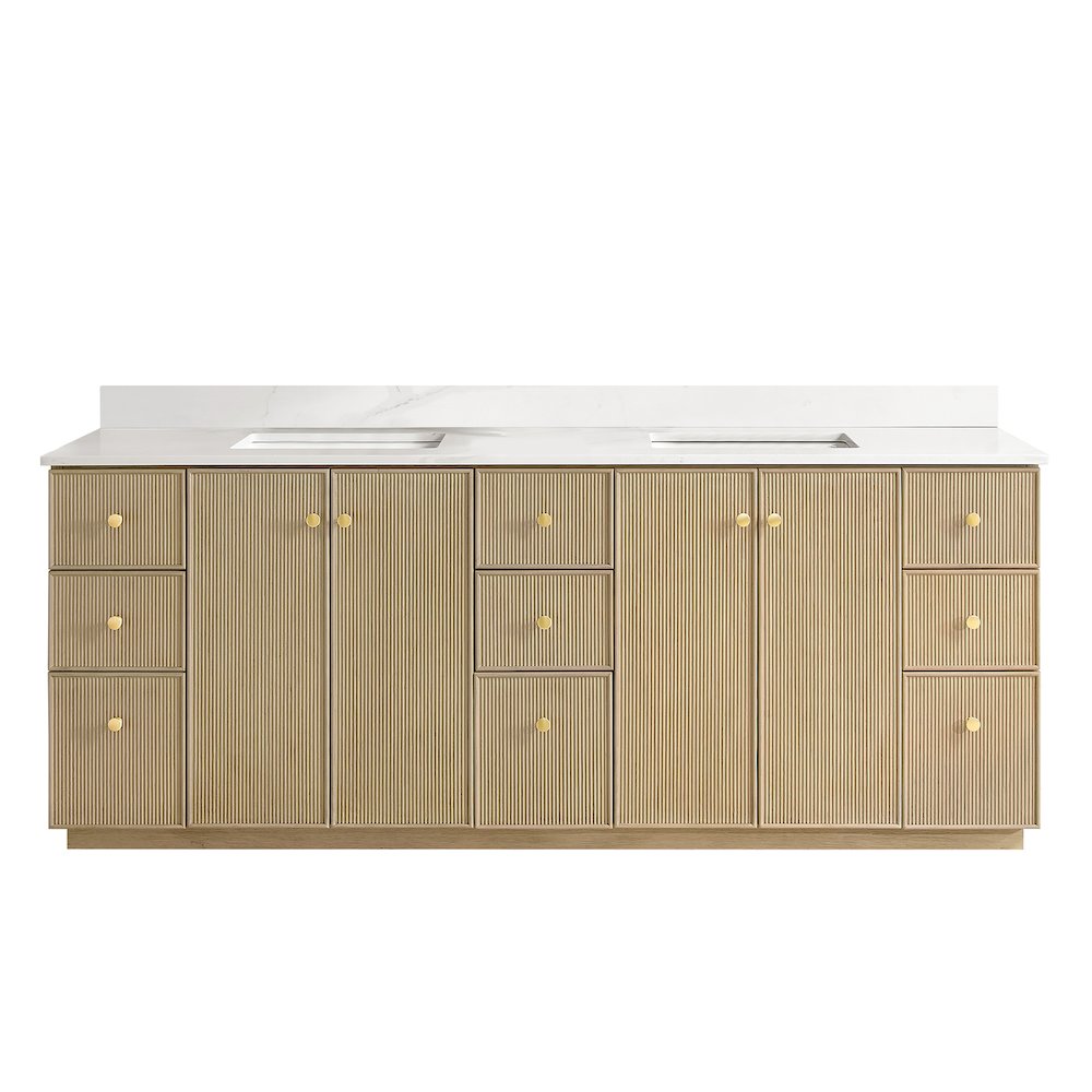 Oza 84" Free-standing Double Bath Vanity in Aged Natural Oak. Picture 2
