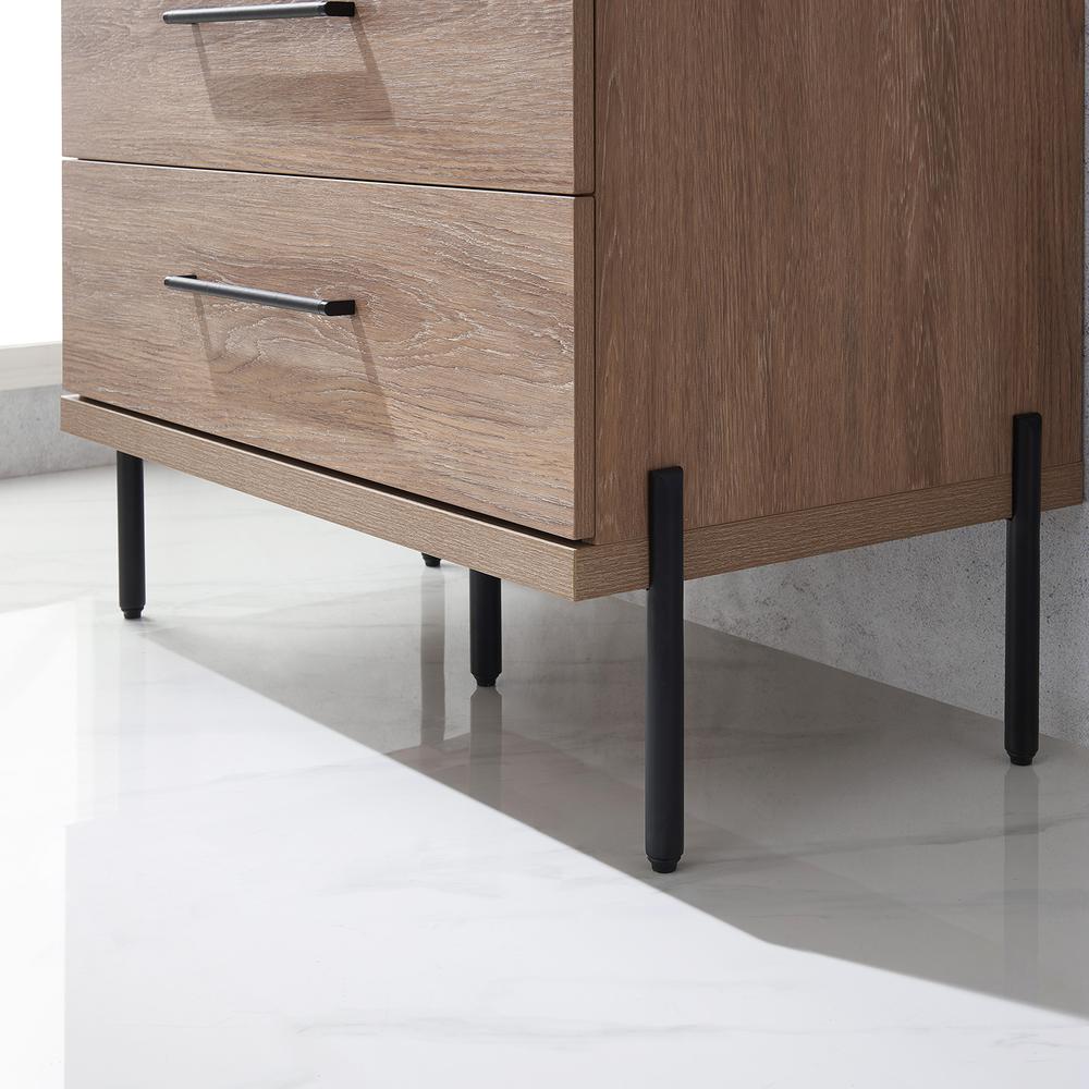 Single Sink Bath Vanity with Black Sintered Stone Top with Concrete Sink. Picture 14