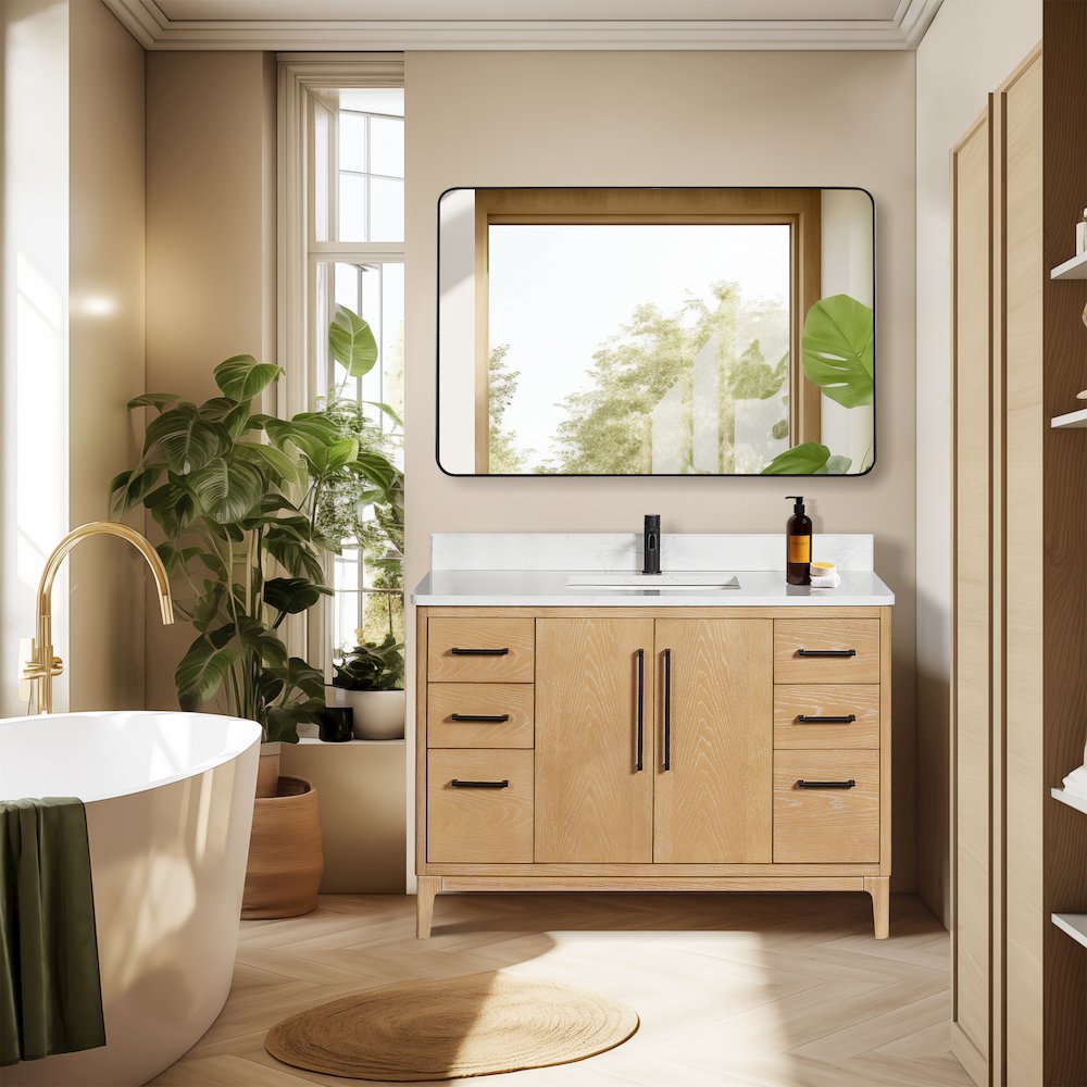 Gara 48" Free-standing Single Bath Vanity in Washed Ash Grey. Picture 3
