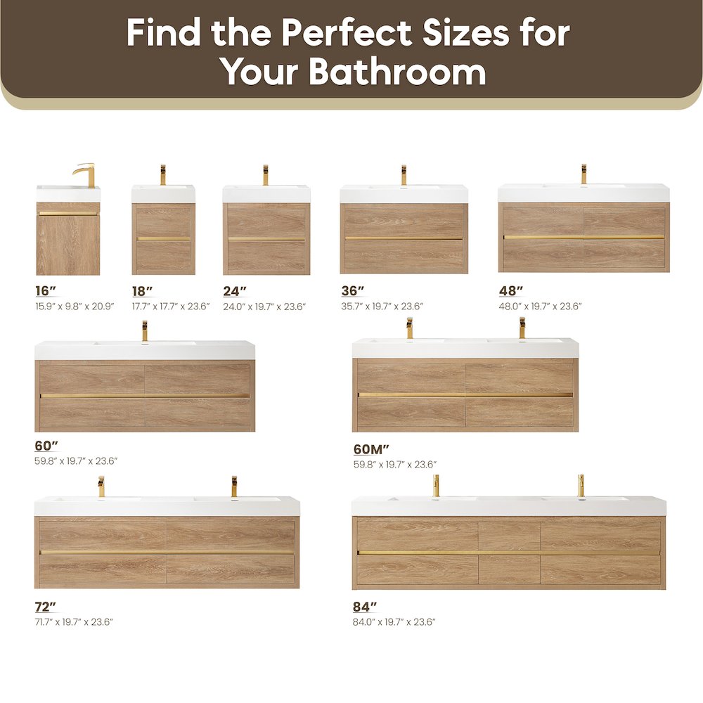 Palencia 84" Double Sink Wall-Mount Bath Vanity in North American Oak. Picture 18